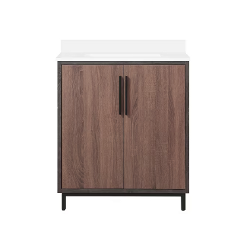 Style Selections Ira 30-in Earthtone and Driftwood Undermount Single Sink Bathroom Vanity with White Engineered Stone Top 3001898