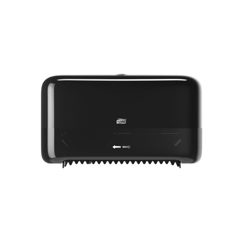 Tork Twin Bath Tissue Roll Dispenser Black T7, Coreless High Capacity, Elevation Range, 473208 Tork Twin Bath Tissue Roll Dispenser Black T7, Coreless High Capacity, Elevation Range, 473208