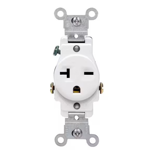 Leviton 5821-W 20 Amp Commercial Grade Double-Pole Single Outlet, White (10-Pack) Leviton 5821-W 20 Amp Commercial Grade Double-Pole Single Outlet, White (10-Pack)