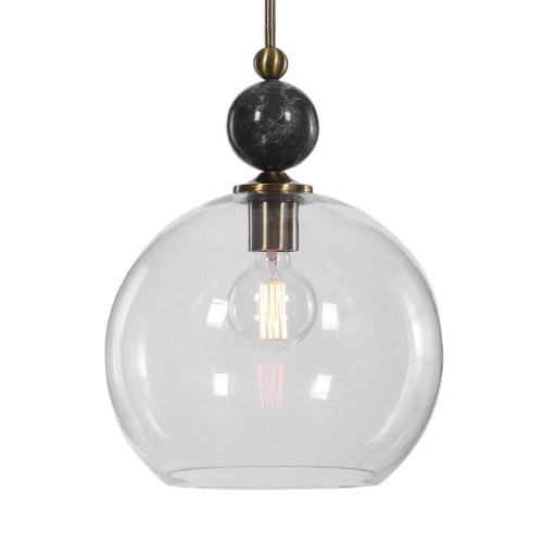 Uttermost 22176 Mendota 1 Light 14 Inch Glass Pendant In Oxidized Aged Brass Uttermost 22176 Mendota 1 Light 14 Inch Glass Pendant In Oxidized Aged Brass