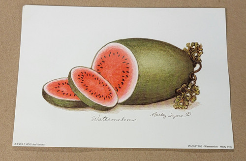Vintage Art Print- Watermelon- Signed by Marty Fyne | By the Case- 53| Vintage Art Print- Watermelon- Signed by Marty Fyne | By the Case- 53|