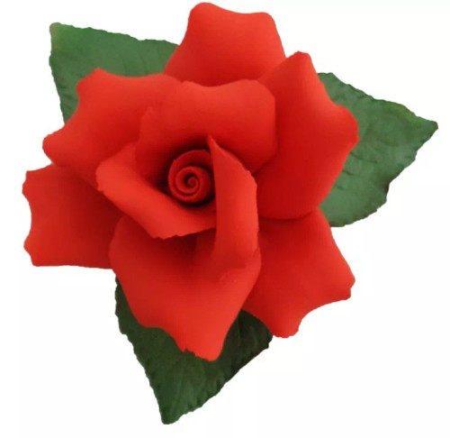 Capodimonte Red Porcelain Handmade Rose Figurine Made In Italy