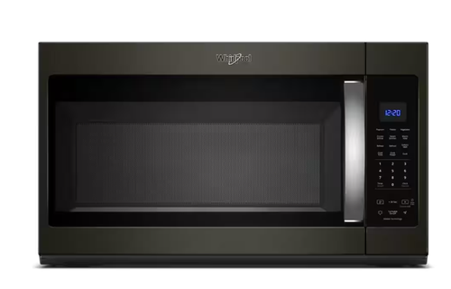 Whirlpool 1.9 cu. ft. Over the Range Microwave in Fingerprint Resistant Black Stainless with Sensor Cooking
