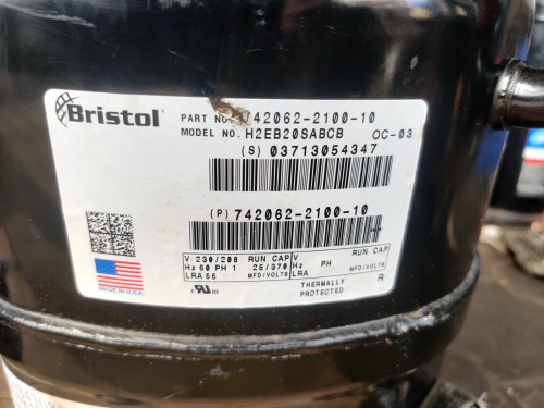 BRISTOL HERMETC COMPRESSOR H2EB20SABCB
