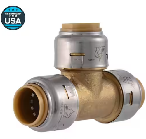 SharkBite Max 1/2 in. Push-to-Connect Brass Tee Fitting (4-Pack)
