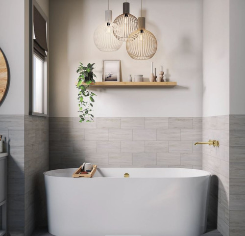 12x24 CoreTec Grout-less Direct Glue Wood Look SPC Vinyl Waterproof Wall Tile in Astrall 