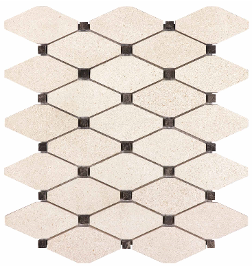 SERENE IVORY CLIPPED DIAMOND POLISHED LIMESTONE MOSAIC