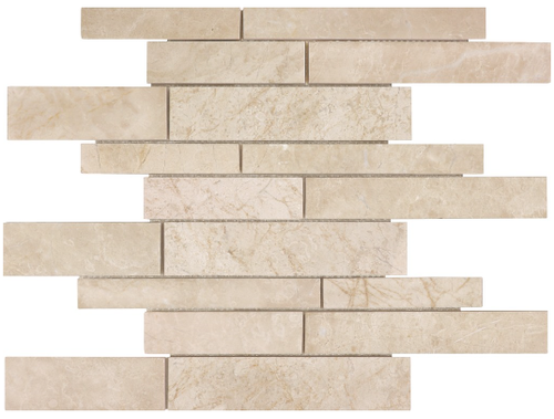  ALLURE CREMA RANDOM STRIP HONED MARBLE MOSAIC 