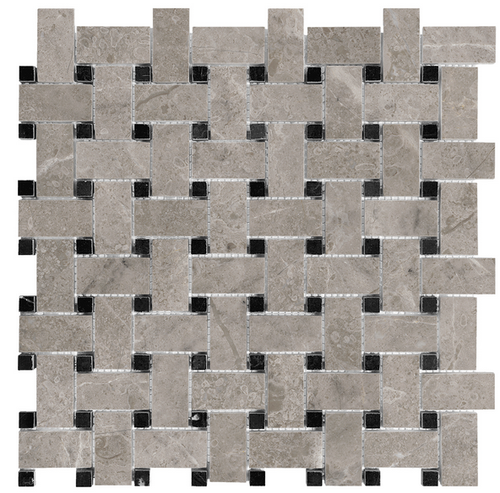 RITZ GRAY BASKETWEAVE HONED MARBLE MOSAIC