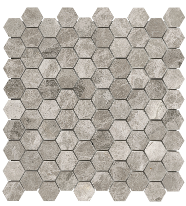  PHANTASIE GRAY HEXAGON POLISHED MARBLE MOSAIC 
