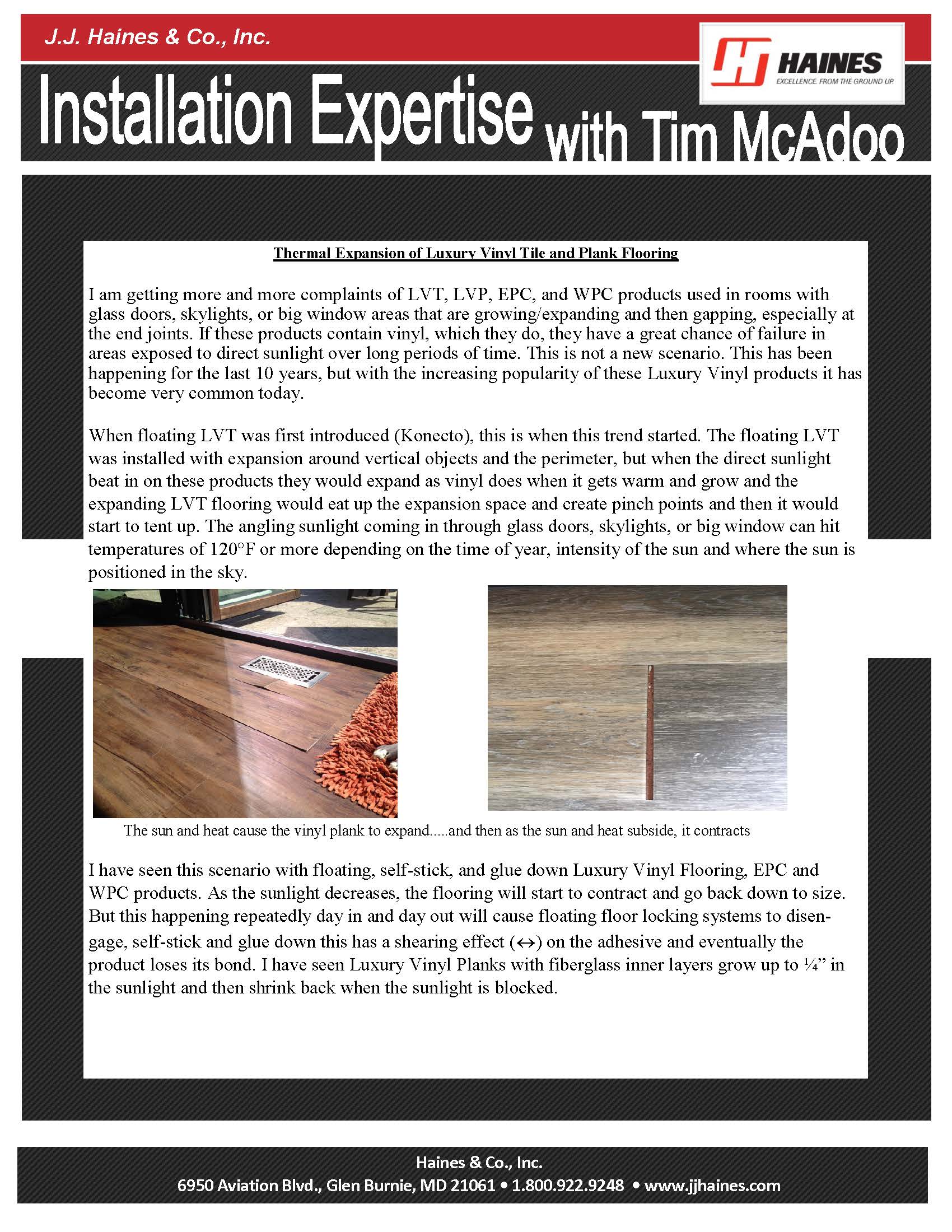 Thermal Expansion Of Luxury Vinyl Tile & Plank Flooring Stover's