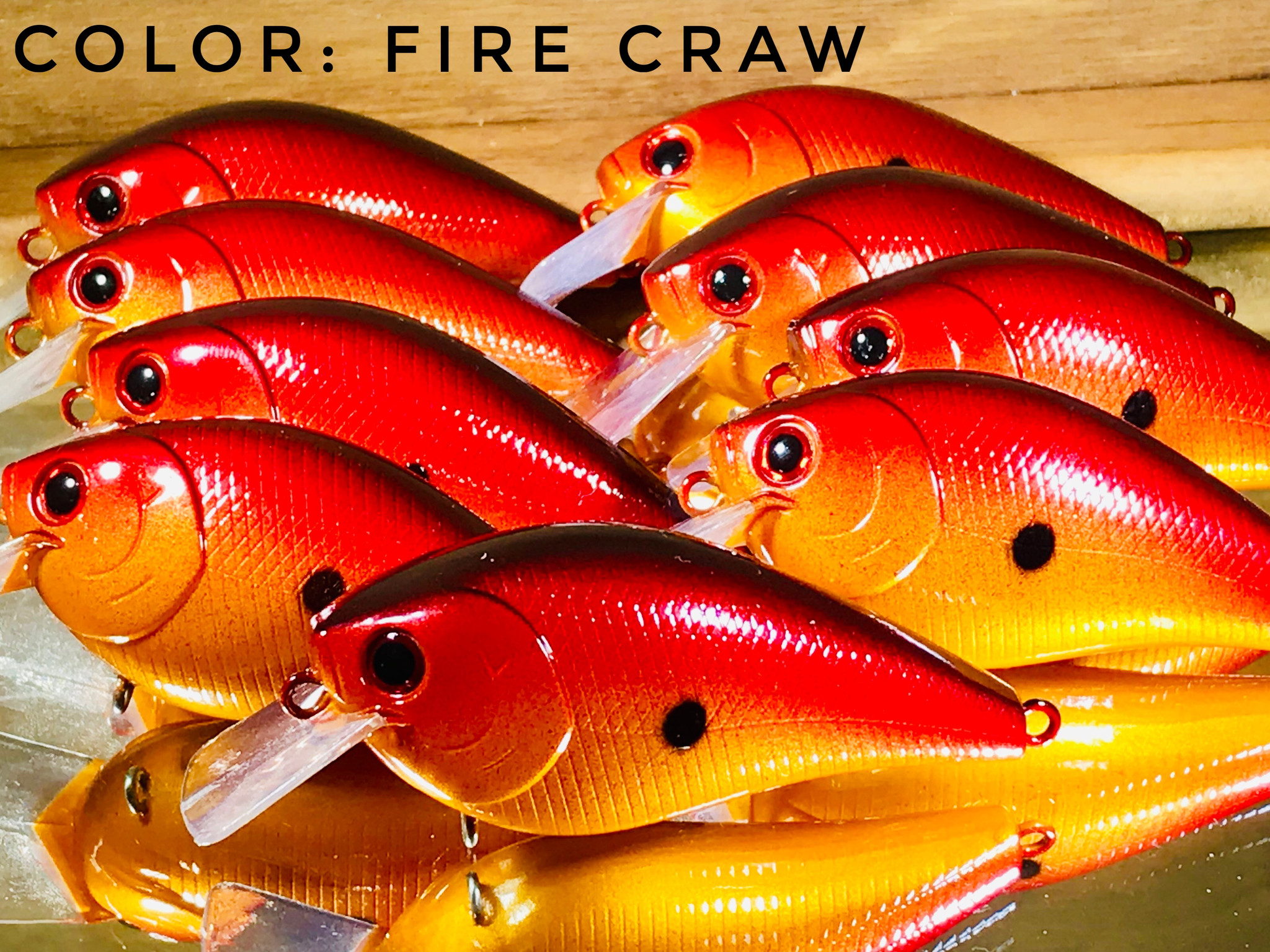 1.5 React! Square Bill Crankbait Color: Fire Craw - Paul Krew Custom Baits