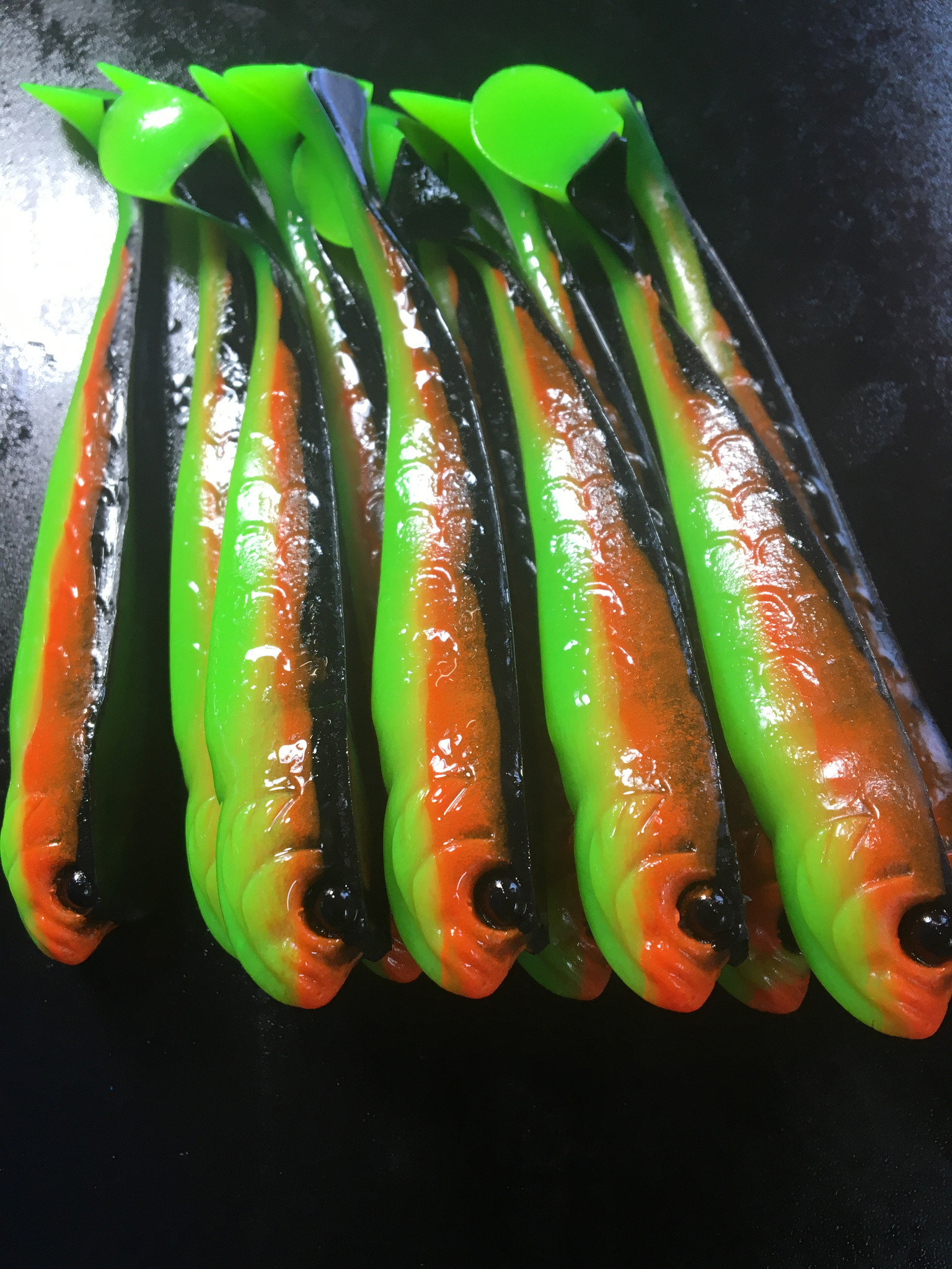 5.5 Slick Swimbait Color: Fire Tiger 10 count pack (Pre Order 2-3