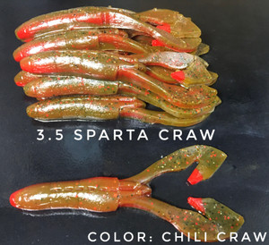 3.5 Sparta Craw Color: Chili Craw 30 count pack (Pre Order 2-3 Weeks)