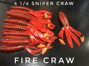 4 1/4 Sniper Craw Color: Fire Craw 30 count pack (Pre Order 2-3 Weeks)