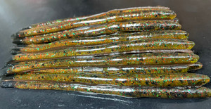 6” Straight Tail Worm Color: Old School Green Weenie 25 Count Pack  (Pre Order 2-3 Weeks)