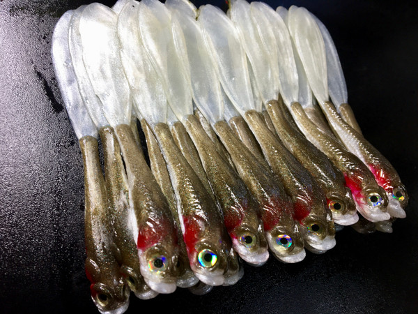5" Nitrous Minnow PADDLE TAIL Color: Natural Shad red throat  25 count pack  (Pre Order 2-3 Weeks)