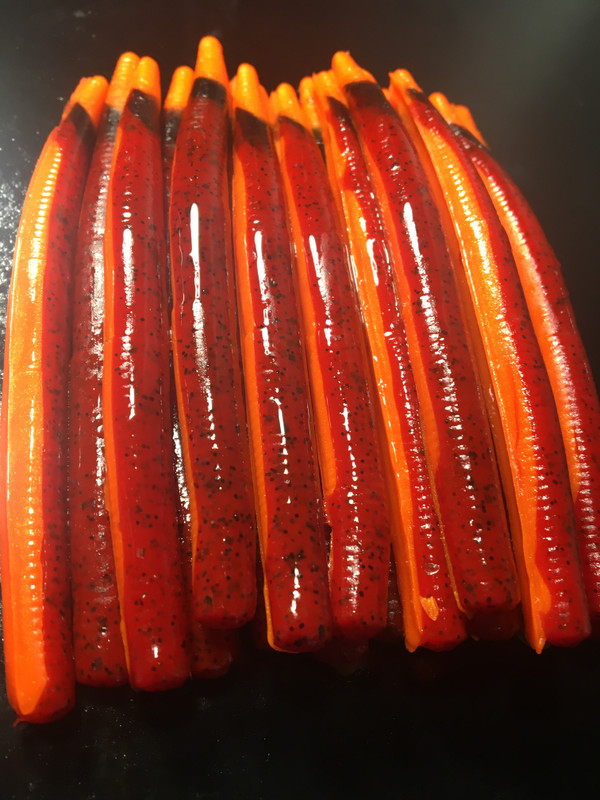 4" Ned Worm Color: Fire Craw 50 count pack (Pre Order 2-3 Weeks)