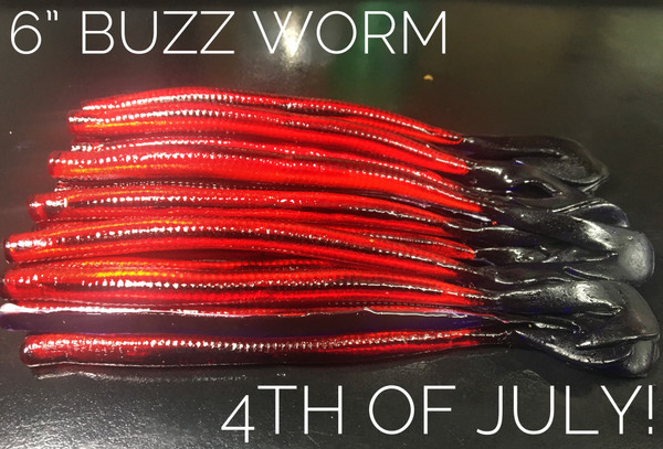 6" Buzz worm Color: Fourth Of July! 30 count pack (Pre Order 2-3 Weeks)