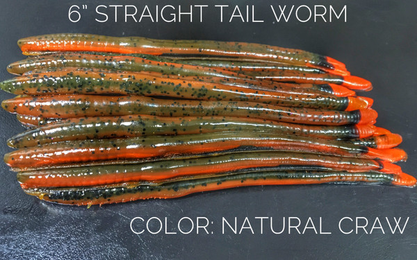 6" Shakey Head Worm Color: Natural Craw 25 Count Pack  (Pre Order 2-3 Weeks)