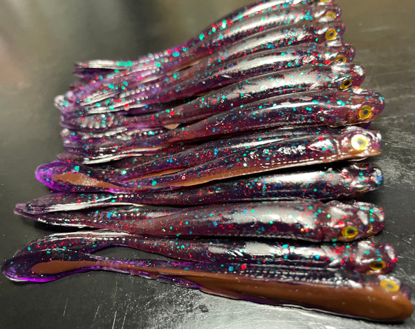3.5" Drop Shot Minnow Color: West Coast Purple Weenie 30 count pack  (Pre Order 2-3 Weeks)