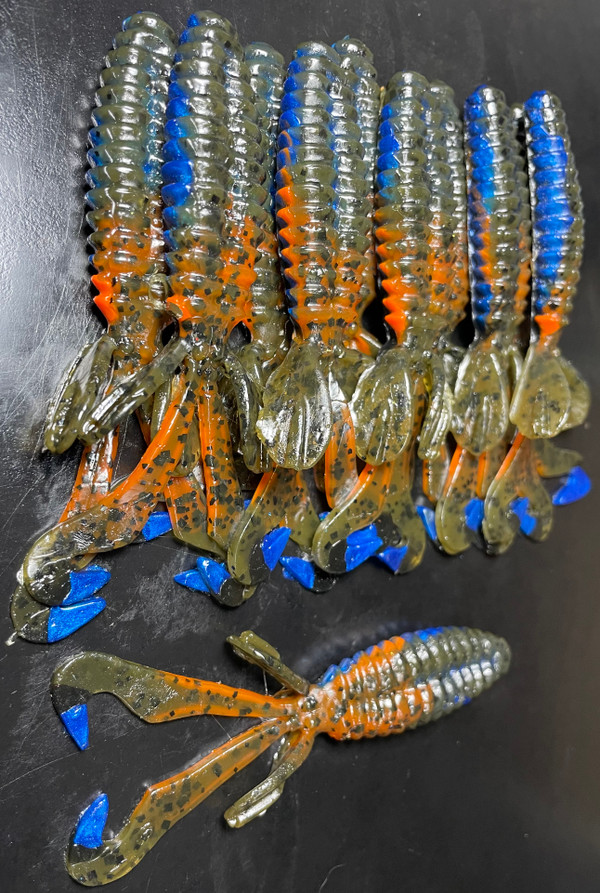 4.5 Emperor Beaver Color: Neon Blue Craw 30 count pack (Pre Order 2-3 Weeks)