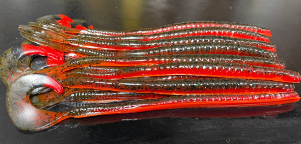 6.5" KREW Hook Tail Worm Color: Spring Crusher  25 Count Pack  (Pre Order 2-3 Weeks)