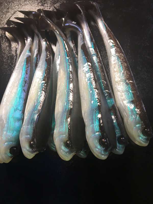 5.5 Slick Swimbait Color:  Emerald Shiner 10 count pack  (Pre Order 2-3 Weeks)