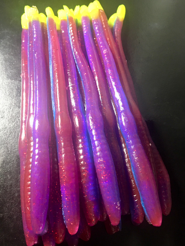 6" Straight Tail Worm Color: Morning Dawn Supreme 25 Count Pack  (Pre Order 2-3 Weeks)