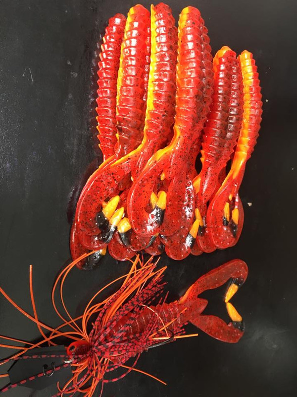 5" Double Wide HULK Craw Color: Fire Craw 15 count pack (Pre Order 2-3 Weeks)