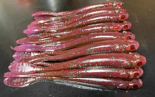 3.5" Drop Shot Minnow Color: West Coast Purple Weenie 30 count pack  (Pre Order 2-3 Weeks)