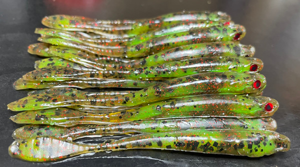 Drop Shot Minnow Color: Green Pumpkn Camo 30 count pack  (Pre Order 2-3 Weeks)