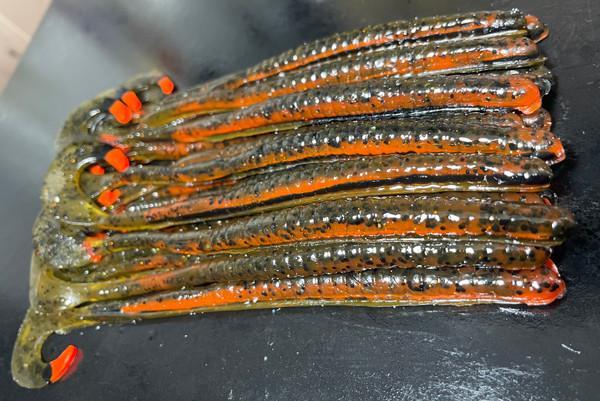 6.5" KREW Hook Tail Worm Color: Natural Craw 25 Count Pack  (Pre Order 2-3 Weeks)