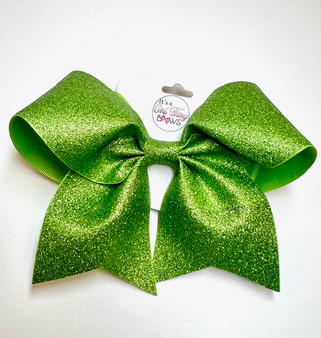APPLE GREEN GLITTER CHEER BOW