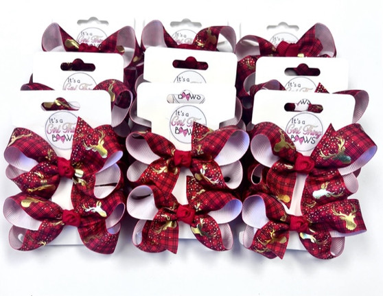 RED BUFFALO PLAID with GOLD DEER