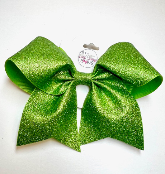 APPLE GREEN GLITTER CHEER BOW