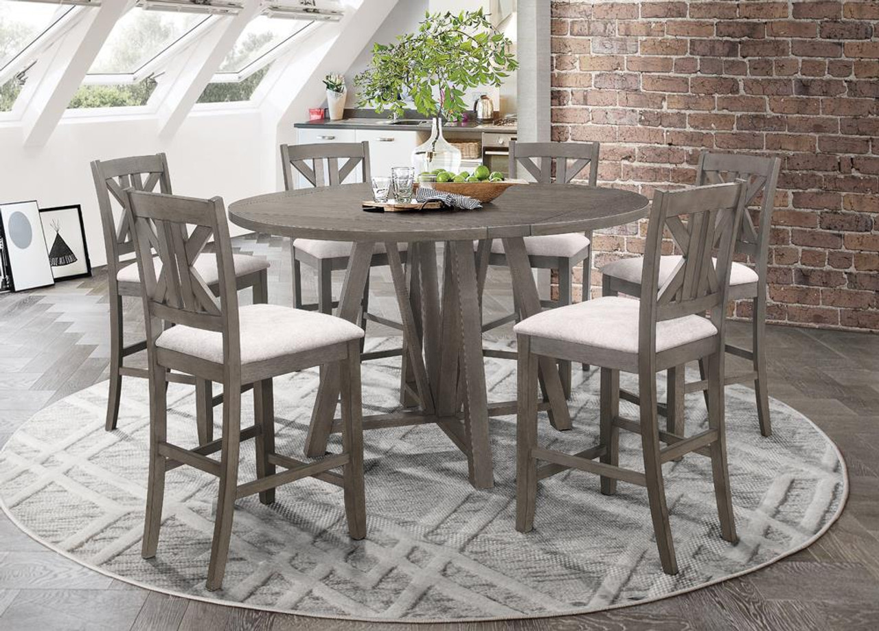 The Athens Round Counter Height Table With Drop Leaf Barn Grey 109858 Available At Jaxco Furniture Serving Jacksonville