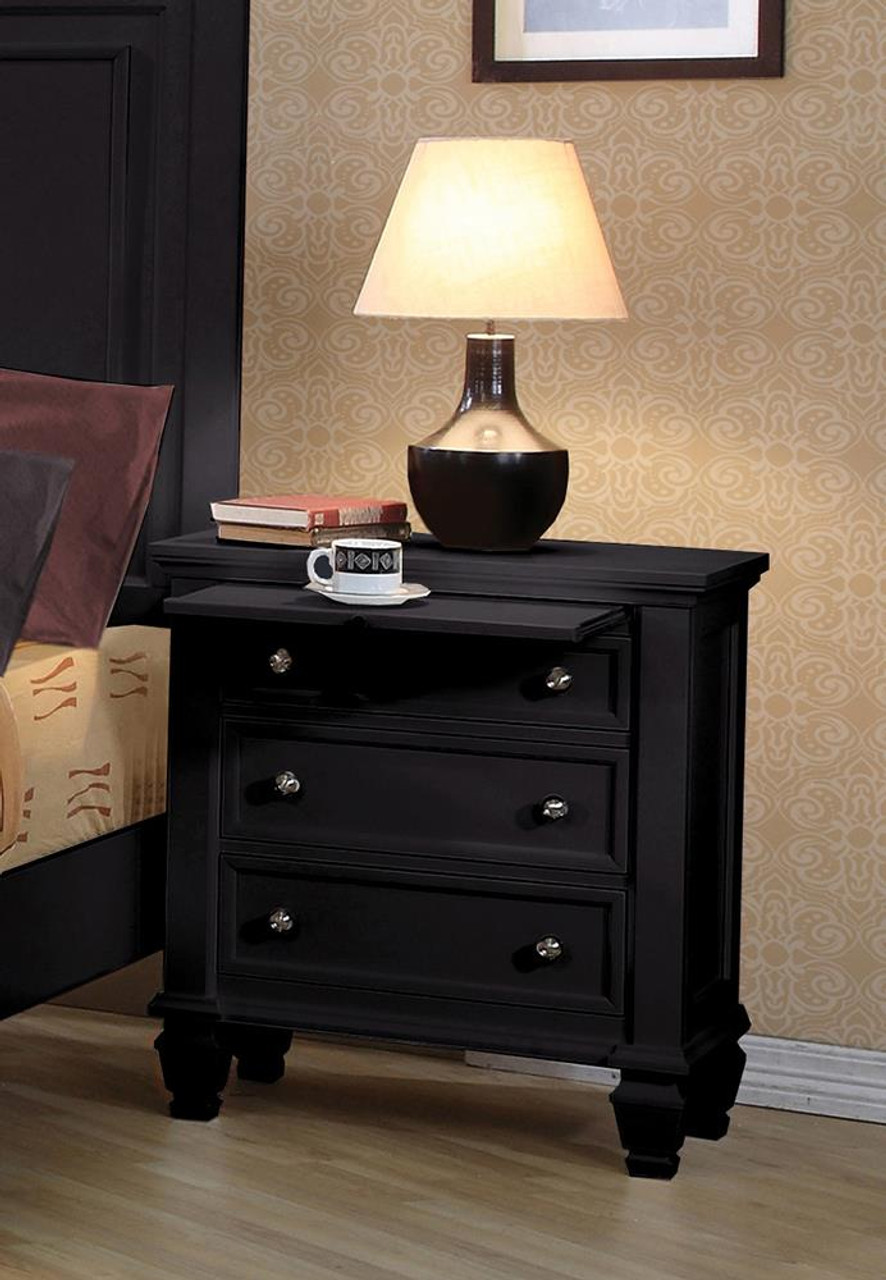 3 drawer shop black nightstand