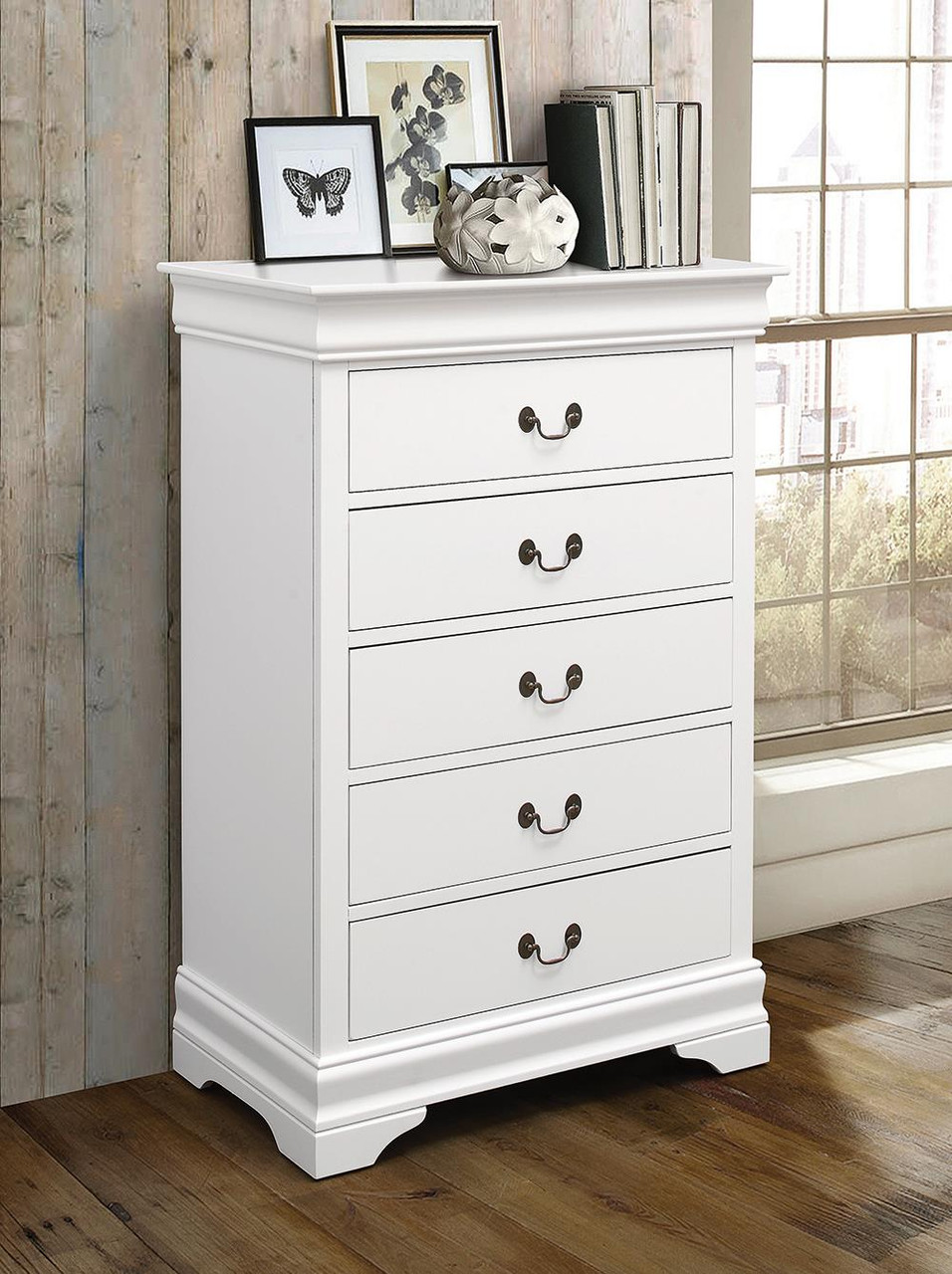 Louis Philippe Dresser with Cappuccino Finish with Silver Hardware