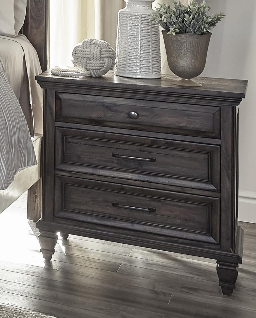 weathered grey nightstand