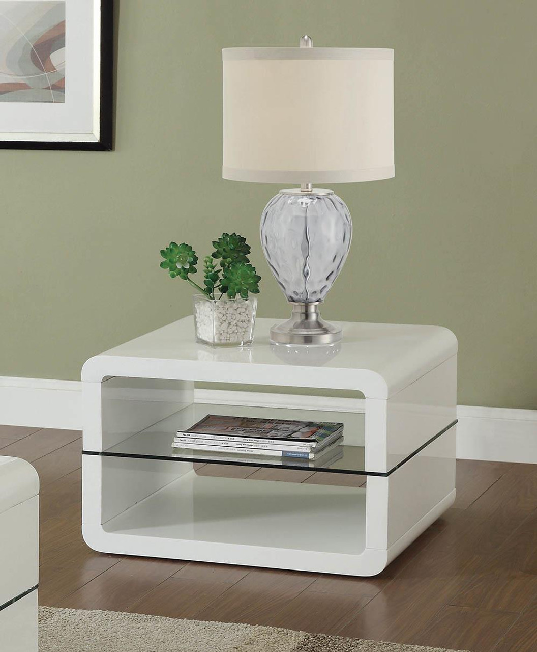 gray white end table