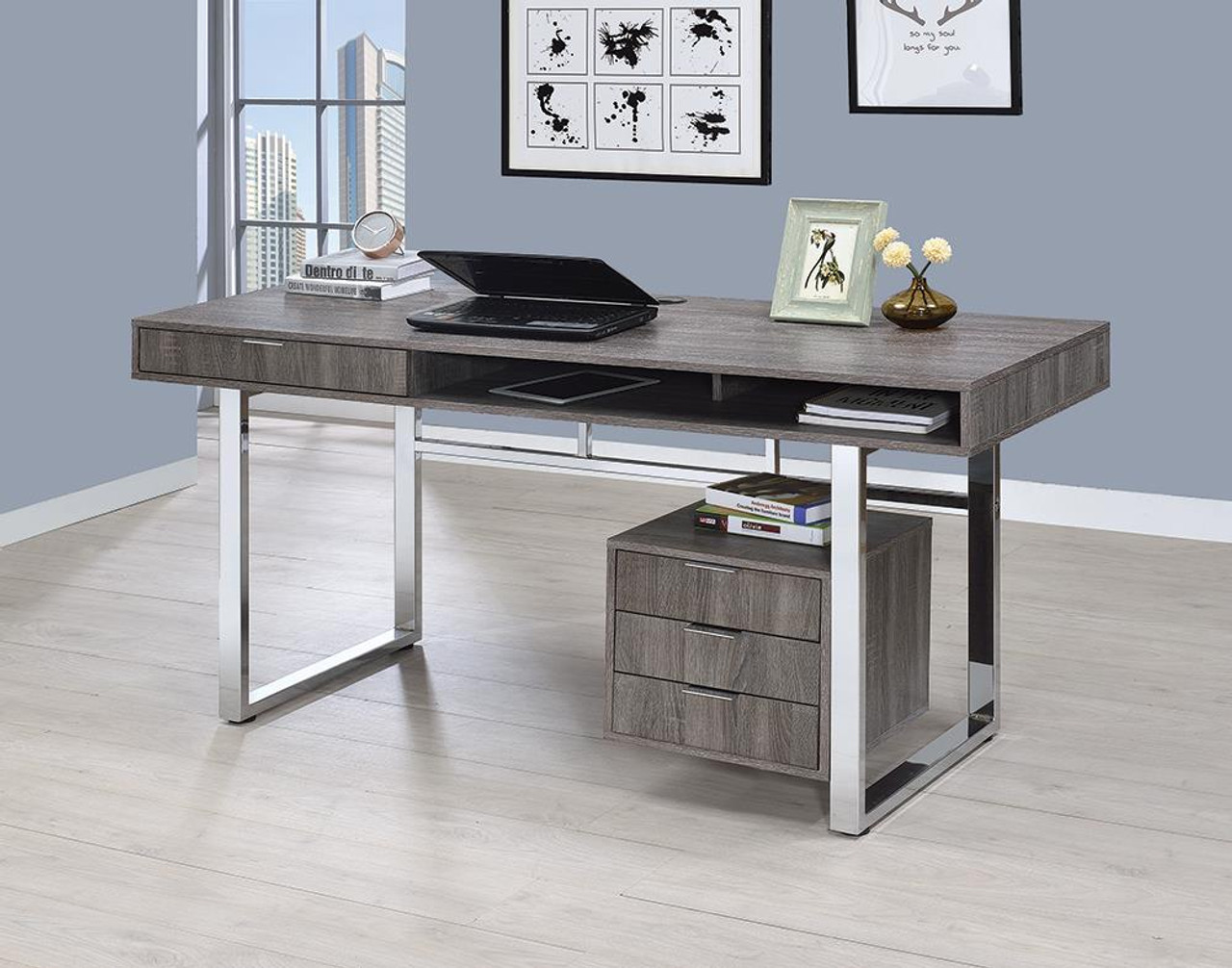 coaster 800518 home furnishings office desk weathered grey