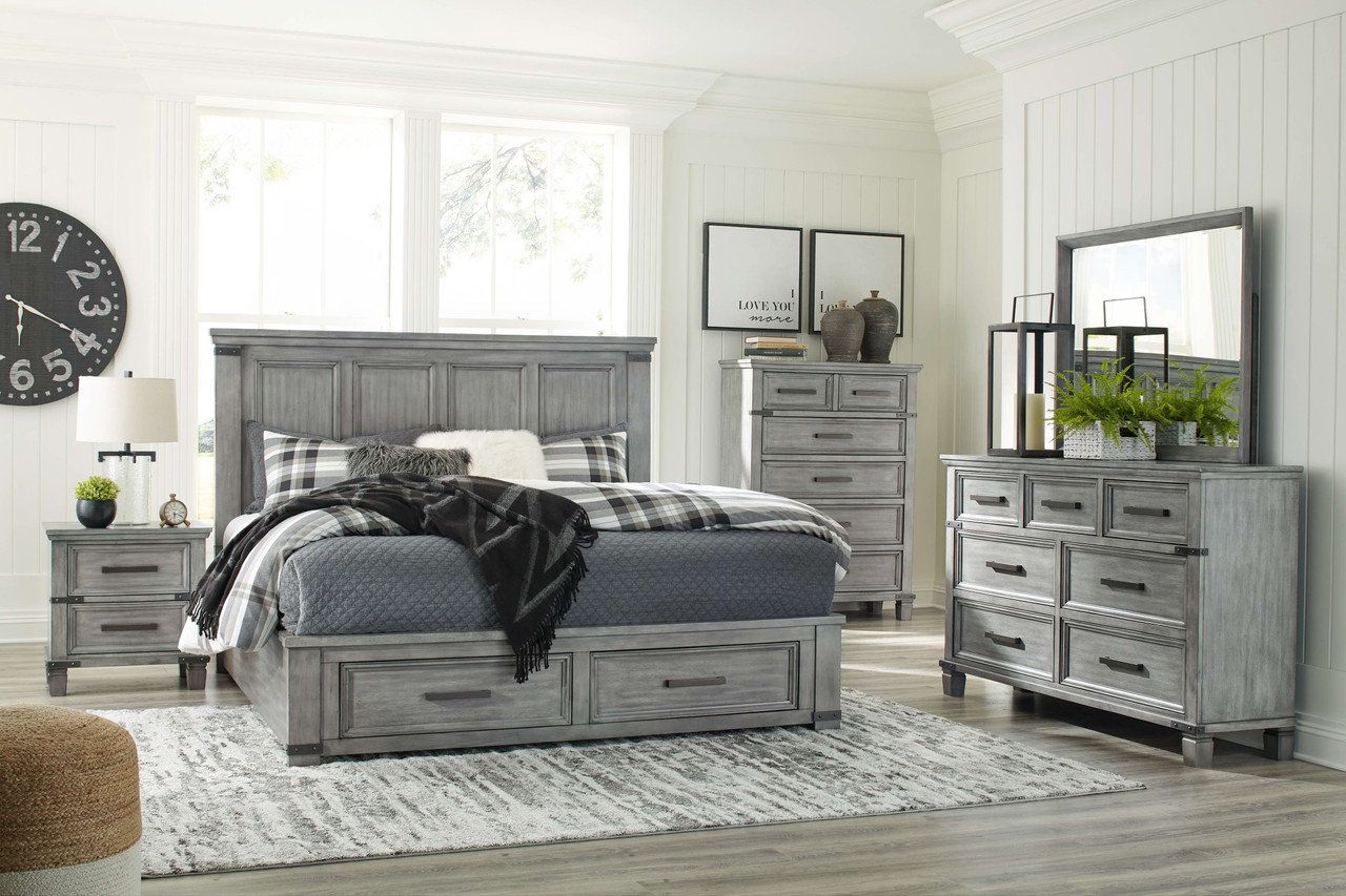 Light gray dresser and shop nightstand