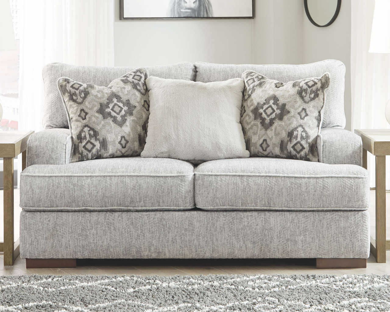 The Mercado Pewter 4 Pc. Sofa, Loveseat, Chair and a Half with Ottoman ...
