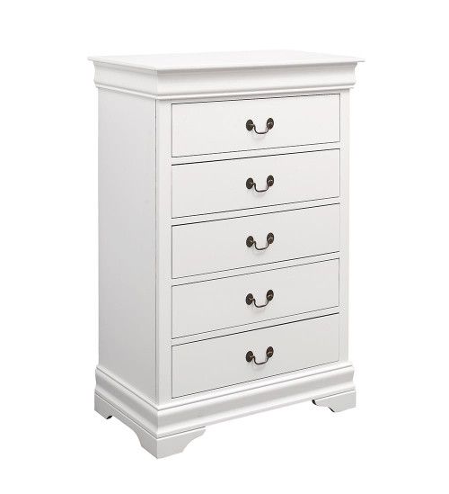 Glory Furniture Louis Phillipe White 5 Drawers Chest