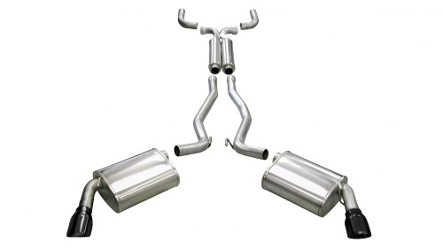 Corsa Sport Cat-Back Exhaust, Black Tips (2010-2015 Camaro SS w/ Automatic Transmission)