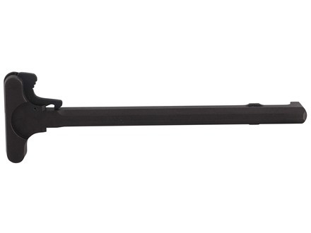 Top view of DSI DS-15 AR-15 charging handle with matte black anodized finish and mil-spec catch latch