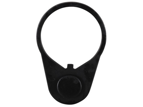 Angled view of DSI steel buffer end plate with black oxide finish for AR-15 platform receivers