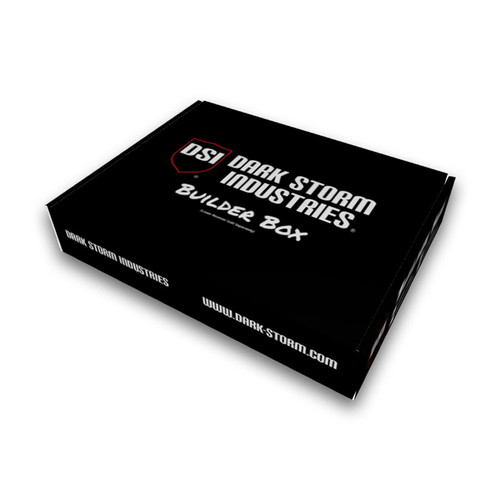 Angled view of Dark Storm Industries Builder Box packaging for DS-15 MOE Rifle Kit, includes all parts except lower receiver