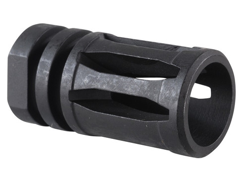 Side view of DSI A2 bird cage flash hider with matte black finish, threaded for AR-15, AR-10, or AR-9 platform rifles